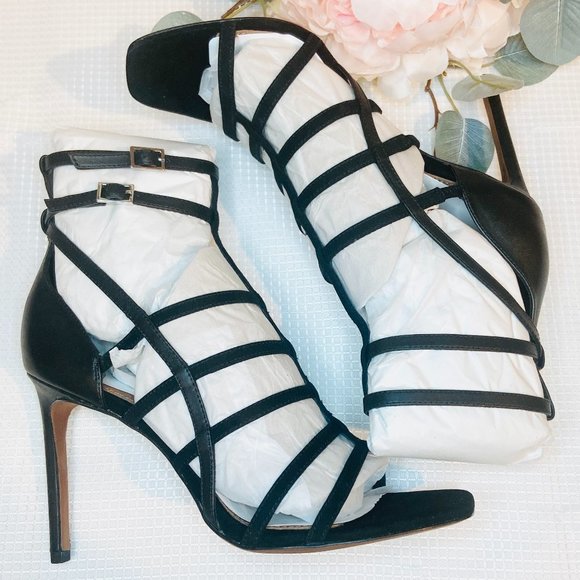 BCBGMaxazria Ilsa Dress Calf Kidsuede Women Black Strap Heels Shoes Size 9 / 39 - Picture 3 of 9